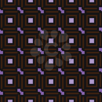Vector seamless pattern texture background with geometric shapes, colored in brown, black, violet and purple colors.