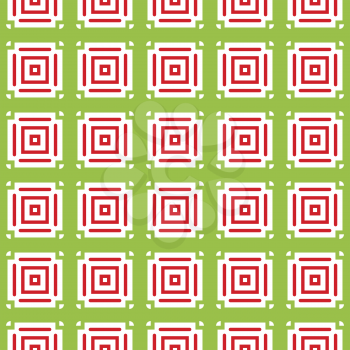 Vector seamless pattern texture background with geometric shapes, colored in green, red and white colors.