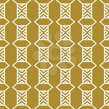 Vector seamless pattern texture background with geometric shapes, colored in gold and white colors.