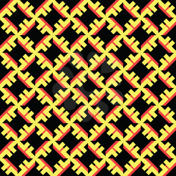 Vector seamless pattern texture background with geometric shapes, colored in black, yellow and red colors.