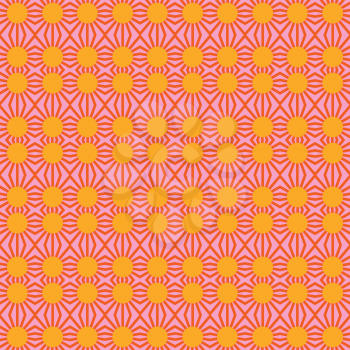 Vector seamless pattern texture background with geometric shapes, colored in orange, yellow and pink colors.