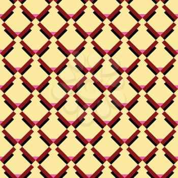 Vector seamless pattern texture background with geometric shapes, colored in yellow, red, pink and black colors.