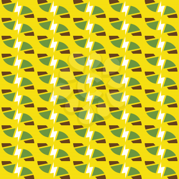 Vector seamless pattern texture background with geometric shapes, colored in yellow, brown, white and green colors.