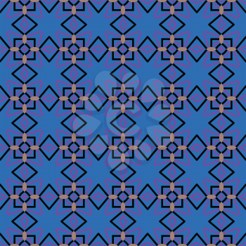 Vector seamless pattern background texture with geometric shapes, colored in blue, purple, black and brown colors.