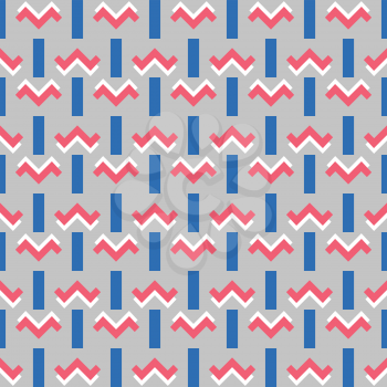 Vector seamless pattern background texture with geometric shapes, colored in grey, blue, pink and white colors.