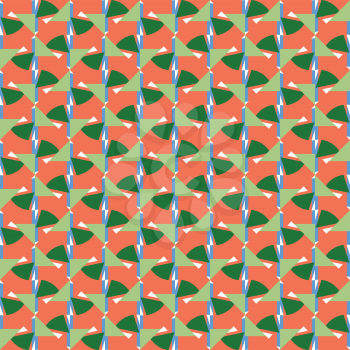 Vector seamless pattern background texture with geometric shapes, colored in orange, green, blue and white colors.
