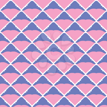 Vector seamless pattern background texture with geometric shapes, colored in pink, blue and white colors.