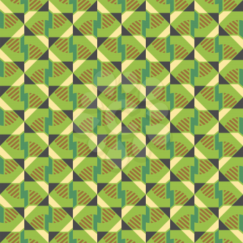 Vector seamless pattern background texture with geometric shapes, colored in green, brown, dark grey and yellow colors.