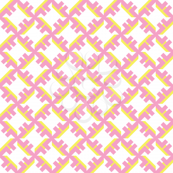 Vector seamless pattern texture background with geometric shapes, colored in pink, yellow and white colors.