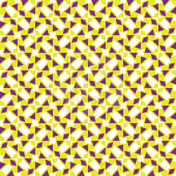 Vector seamless pattern texture background with geometric shapes, colored in purple, yellow and white colors.