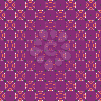 Vector seamless pattern texture background with geometric shapes, colored in purple, grey, orange and white colors.