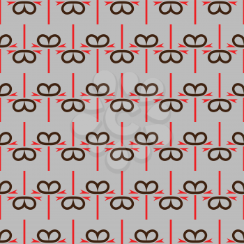 Vector seamless pattern texture background with geometric shapes, colored in grey, brown and red colors.