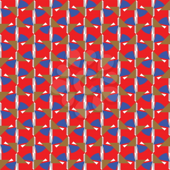 Vector seamless pattern texture background with geometric shapes, colored in red, blue, brown, grey and white colors.