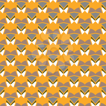 Vector seamless pattern texture background with geometric shapes, colored in orange, grey, brown, white and green colors.