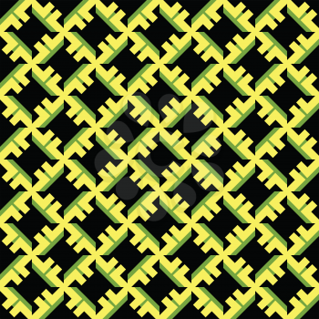 Vector seamless pattern texture background with geometric shapes, colored in black, yellow and green colors.