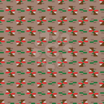 Vector seamless pattern texture background with geometric shapes, colored in brown, green, red and white colors.