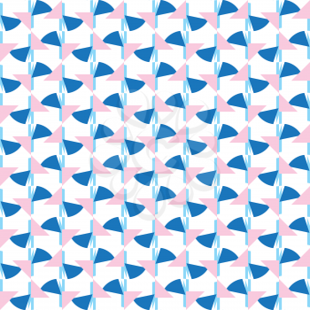 Vector seamless pattern texture background with geometric shapes, colored in blue, pink and white colors.