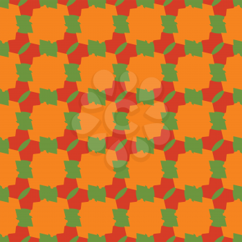 Vector seamless pattern texture background with geometric shapes, colored in orange, red and green colors.