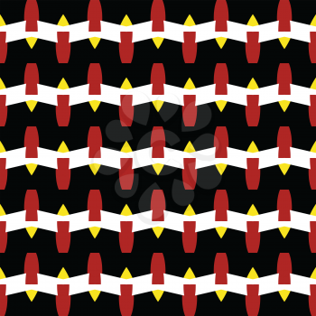 Vector seamless pattern texture background with geometric shapes, colored in black, red, yellow and white colors.