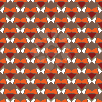 Vector seamless pattern texture background with geometric shapes, colored in brown, red, orange, green and white colors.