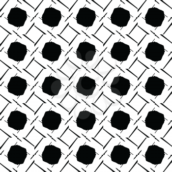 Vector seamless pattern texture background with geometric shapes in black and white colors.