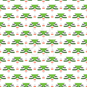 Vector seamless pattern texture background with geometric shapes, colored in green, orange, black, grey and white colors.