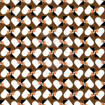 Vector seamless pattern texture background with geometric shapes, colored in brown, orange, black and white colors.