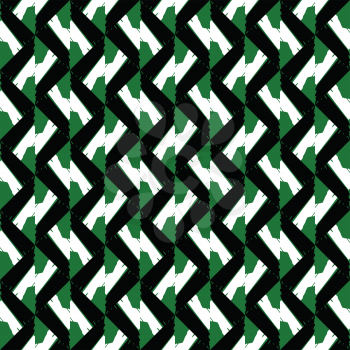 Vector seamless pattern texture background with geometric shapes, colored in green, black and white colors.