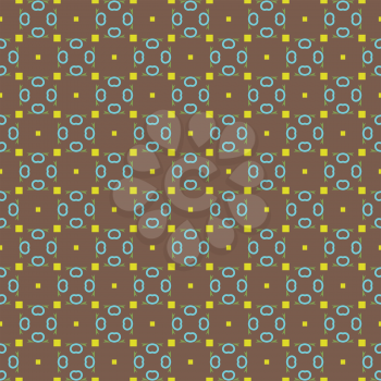 Vector seamless pattern texture background with geometric shapes, colored in brown, blue, yellow and green colors.