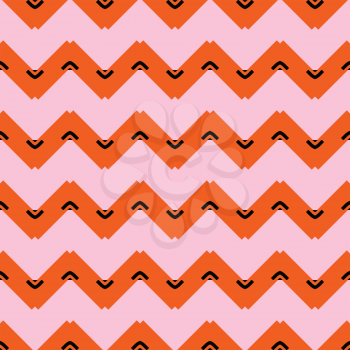Vector seamless pattern texture background with geometric shapes, colored in pink, orange and black colors.