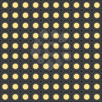 Vector seamless pattern texture background with geometric shapes, colored in black, grey and yellow colors.