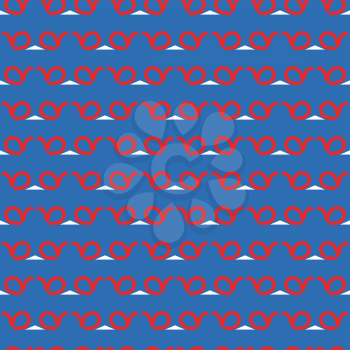 Vector seamless pattern texture background with geometric shapes, colored in blue, red and white colors.