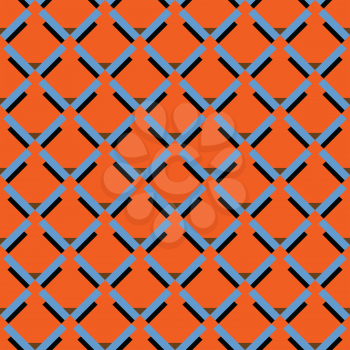Vector seamless pattern texture background with geometric shapes, colored in orange, blue, black and brown colors.