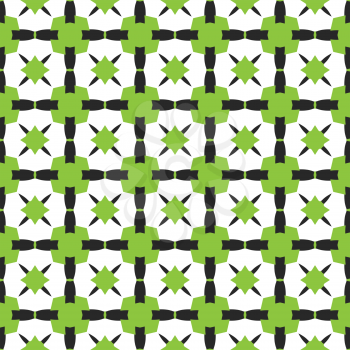 Vector seamless pattern texture background with geometric shapes, colored in green, black and white colors.