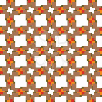 Vector seamless pattern texture background with geometric shapes, colored in brown, green, orange, red and white colors.