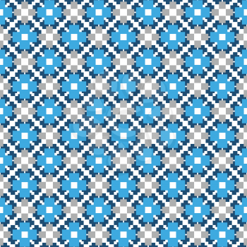 Vector seamless pattern texture background with geometric shapes, colored in blue, grey and white colors.