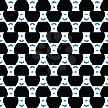 Vector seamless pattern texture background with geometric shapes, colored in black, white and blue colors.