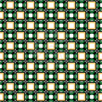 Vector seamless pattern texture background with geometric shapes, colored in green, black, yellow and white colors.