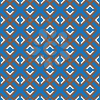 Vector seamless pattern texture background with geometric shapes, colored in blue, brown and white colors.