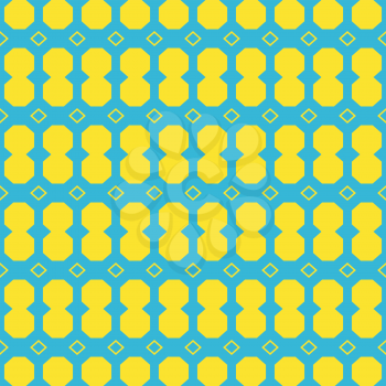 Vector seamless pattern texture background with geometric shapes, colored in blue and yellow colors.