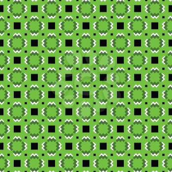 Vector seamless pattern texture background with geometric shapes, colored in green, white and black colors.