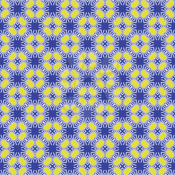 Vector seamless pattern texture background with geometric shapes, colored in blue, yellow and white colors.