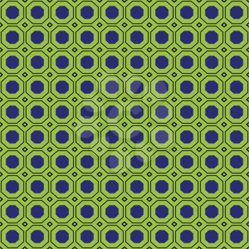 Vector seamless pattern texture background with geometric shapes, colored in green, blue and black colors.