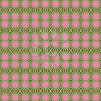 Vector seamless pattern texture background with geometric shapes, colored in green, brown and pink colors.