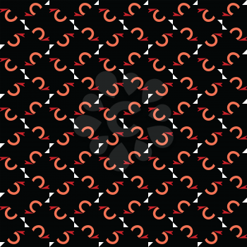Vector seamless pattern texture background with geometric shapes, colored in black, orange, red and white colors.