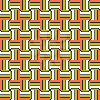 Vector seamless pattern texture background with geometric shapes, colored in black, orange, green and white colors.