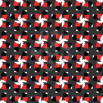 Vector seamless pattern texture background with geometric shapes, colored in black, red, dark grey and white colors.