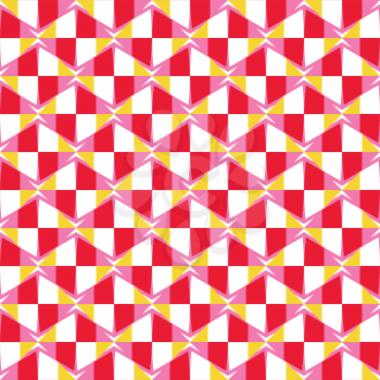 Vector seamless pattern texture background with geometric shapes, colored in red, pink, yellow and white colors.