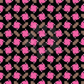 Vector seamless pattern texture background with geometric shapes, colored in black, brown and pink colors.