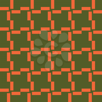 Vector seamless pattern texture background with geometric shapes, colored in green and orange colors.